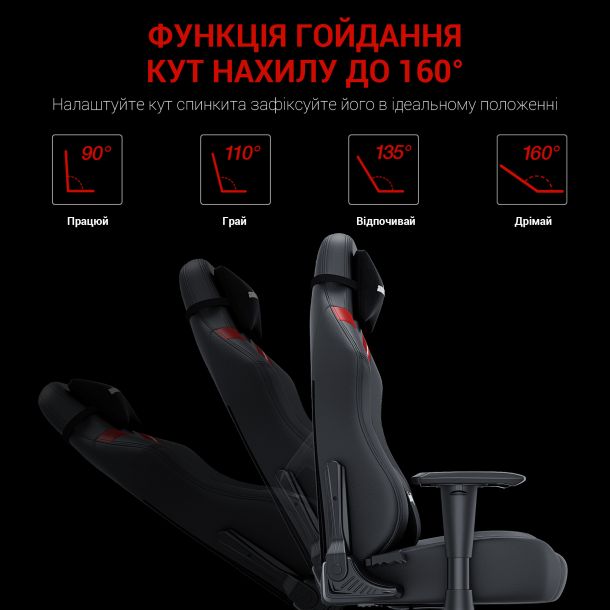 Крісло геймерське Anda Seat Luna L Eco-leather Red (871380164) дешево